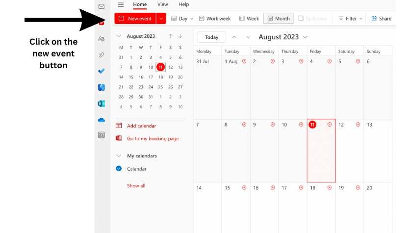 Outlook calendar new meeting request