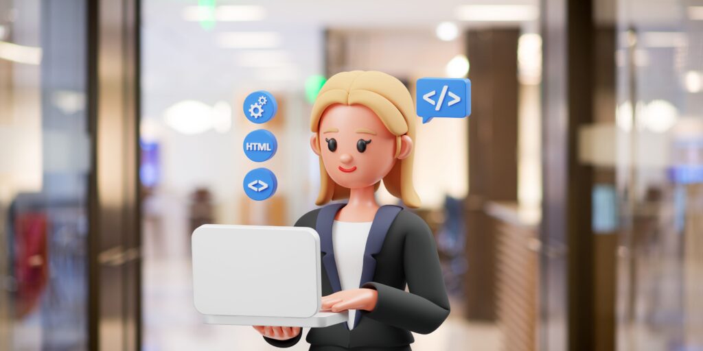 3D Graphic lady laptop